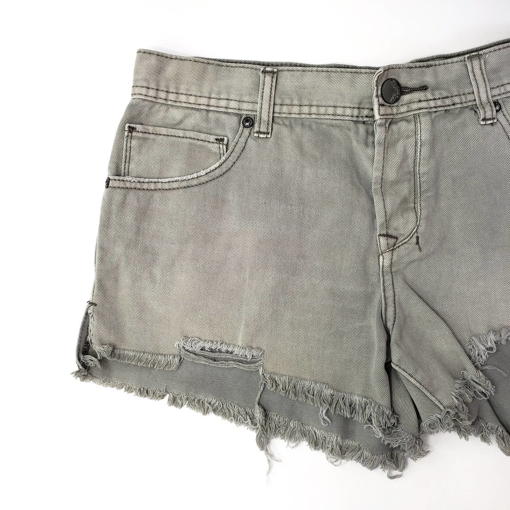 Free People Light Green High Rise Denim Jean Shorts - Picture 3 of 5